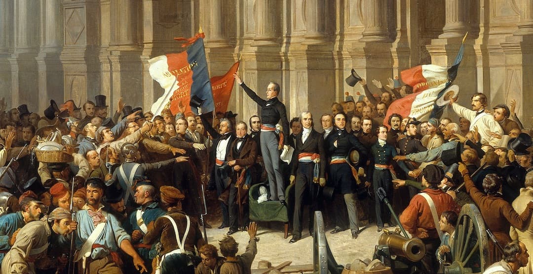 Lamartine refusant le drapeau rouge devant l’Hôtel de Ville par Henri Félix Philippoteaux